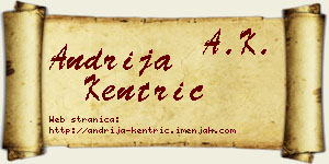 Andrija Kentrić vizit kartica